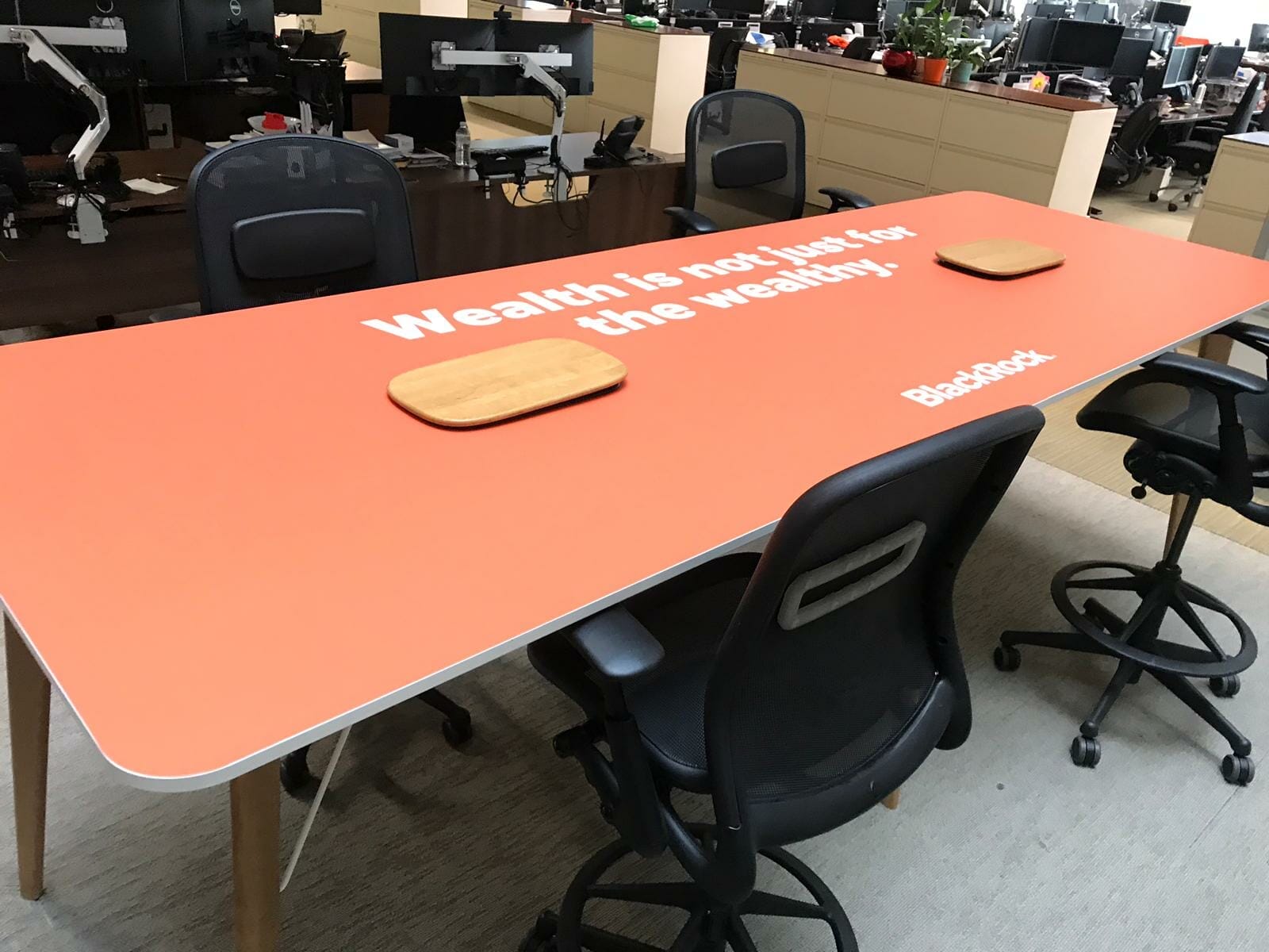 Office graphics on a table